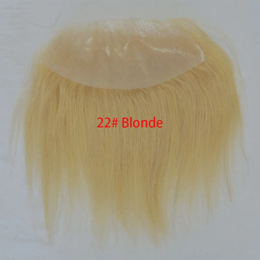 Hairline Toupee for Men Human Hair Skin PU Hairpieces Natural Hairline Brown Color 2# D Style Frontal Big 7x16cm