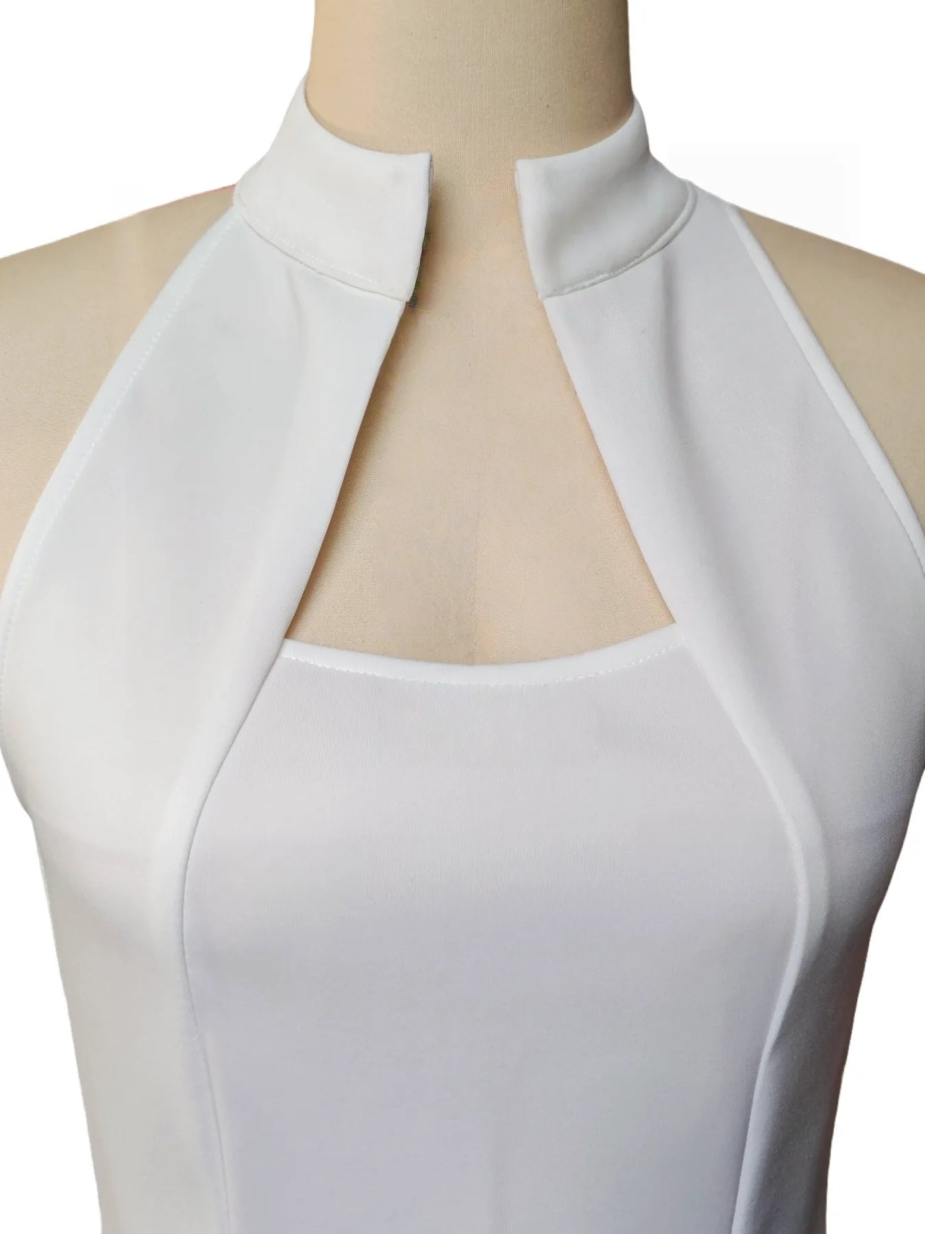 Elegant Sleeveless Neckline Gown Stand Collar Knee-Length Slim Fit Dress for Women Holiday Parties Spring Summer New Arrival