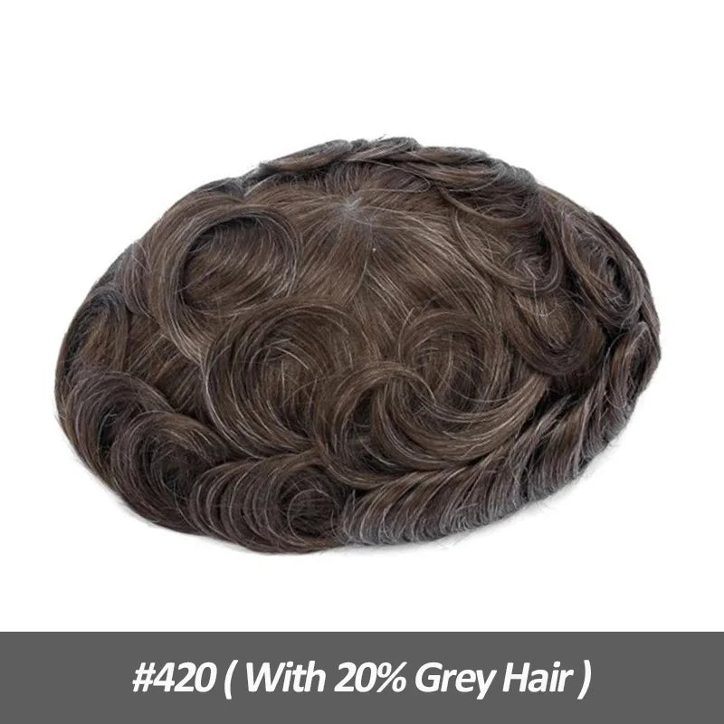 Men Human Hair Toupee Fine Mono NPU Human Hair Wigs Breathable Male Hair Prosthesis Indian Hair System Straight Wave Hairpiece