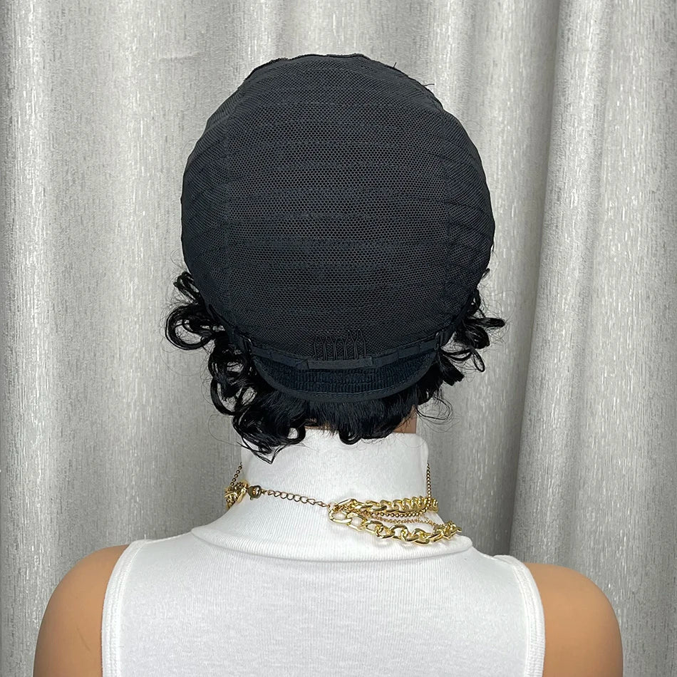 Curly Human Hair Wigs Short Glueless Curly Wigs Bob Wig Human Hair 100% Glueless Pixie Cut Wigs Human Hair Ready To Wear