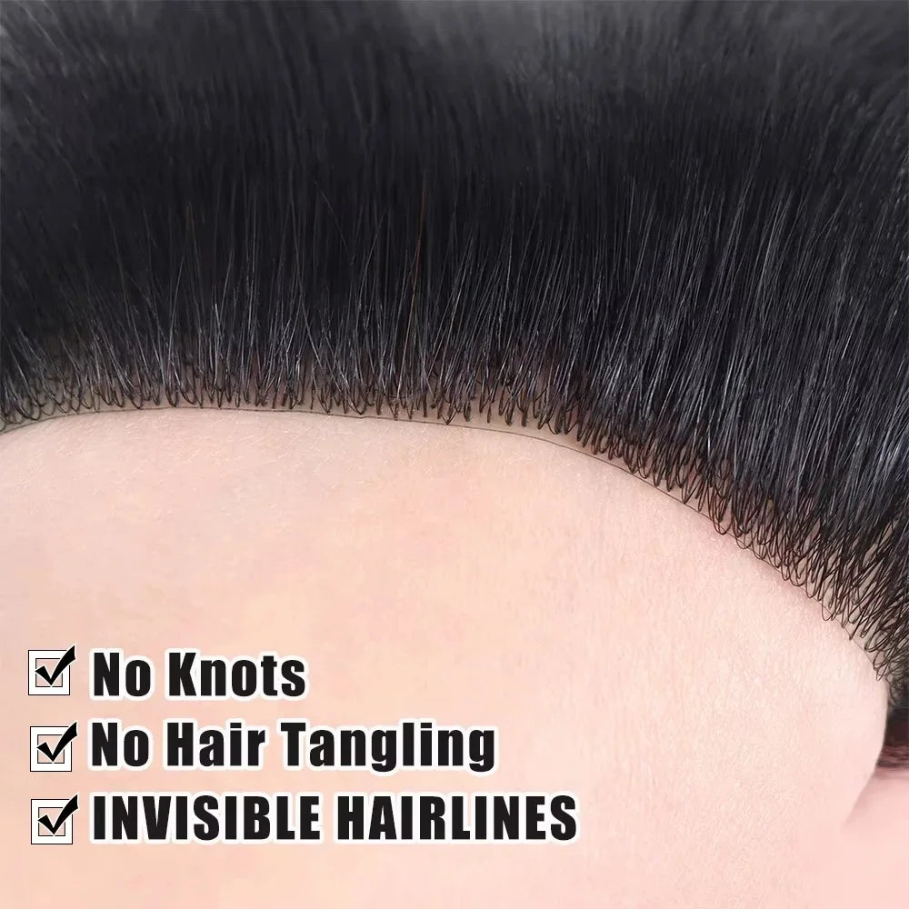 Forehead Hairline Toupee For Men High Density Human Hair Skin PU Mens Frontal Hairpieces Hair Topper Receding Natural Hairline