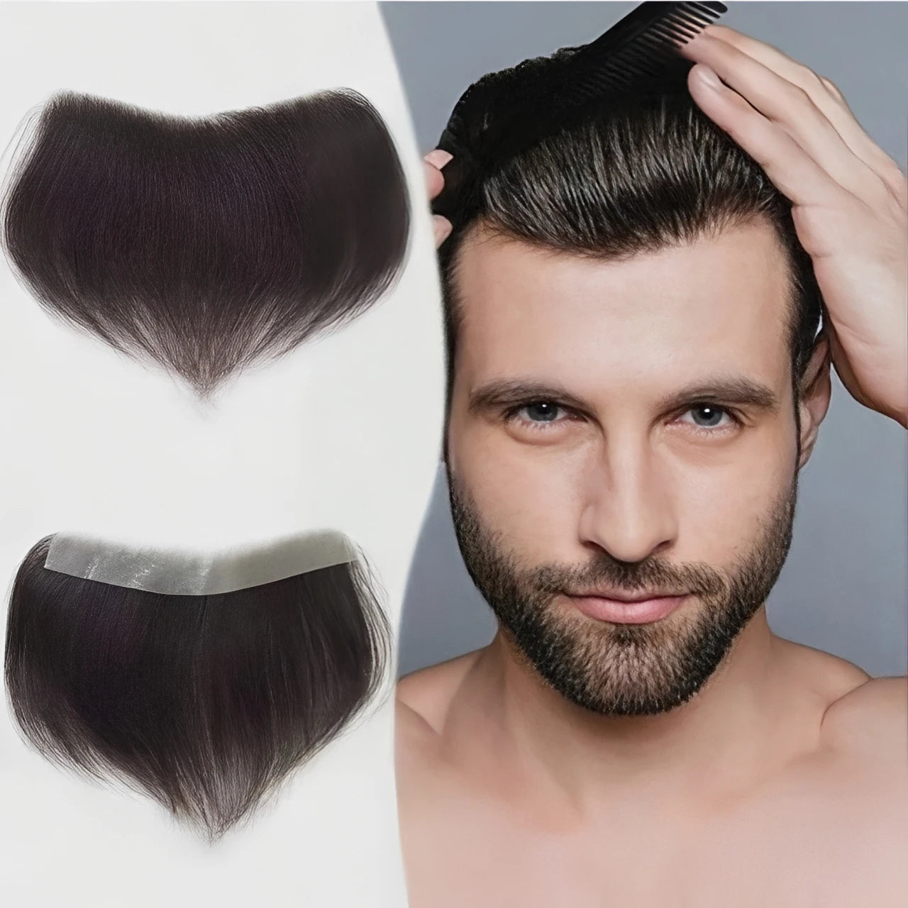 Forehead Hairline Toupee For Men High Density Human Hair Skin PU Mens Frontal Hairpieces Hair Topper Receding Natural Hairline