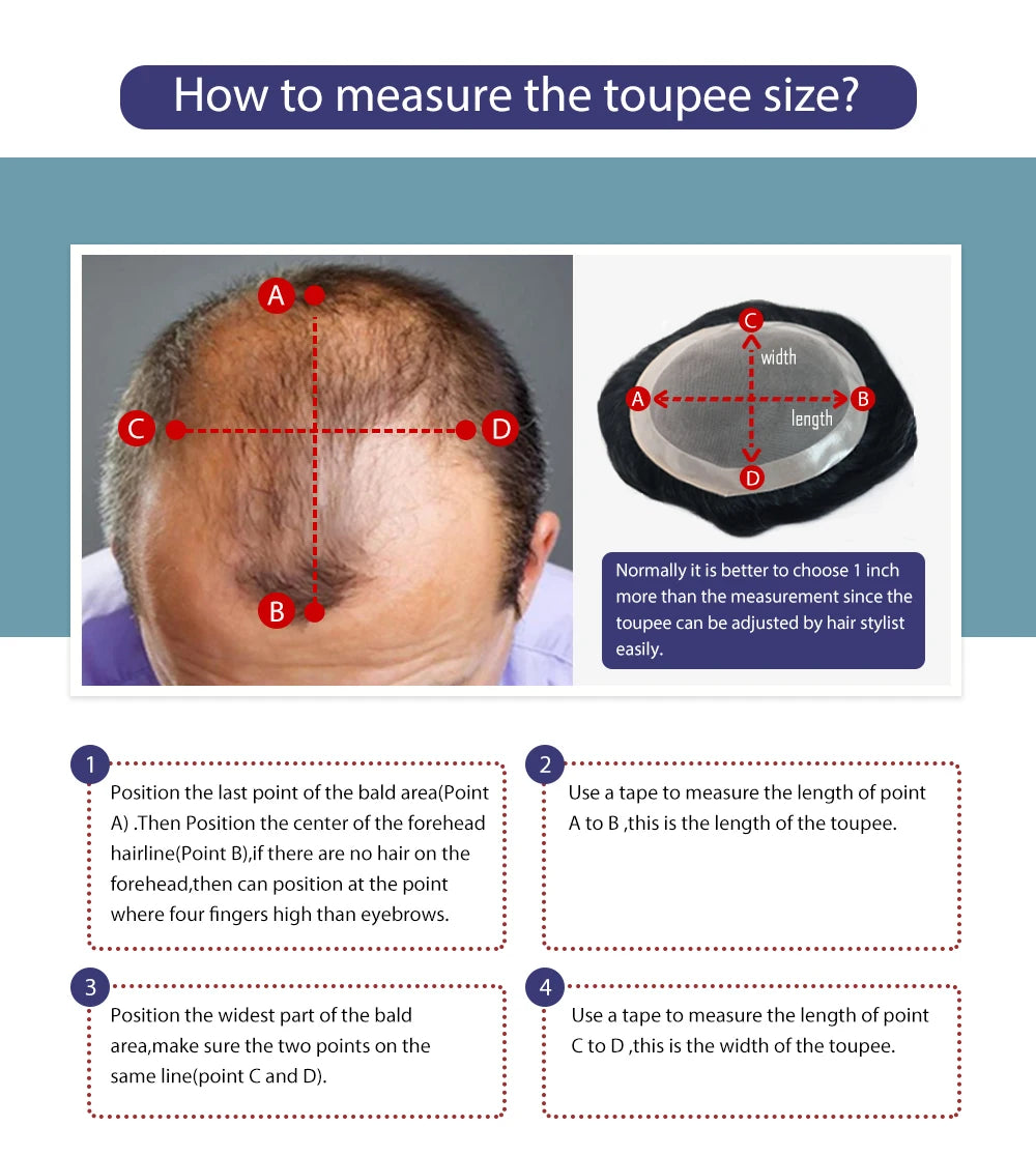 Human Hair System Pre-Cut Mono Base Toupee For Men Unit Ready To Wear PU Wigs For Men Durable Male Hair Prosthesis Men's Wigs