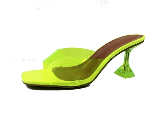 Slippers Women 2021 New Lazy Shoes Crystal Heel Stiletto Open Toe High Heel Transparent Sandals Women