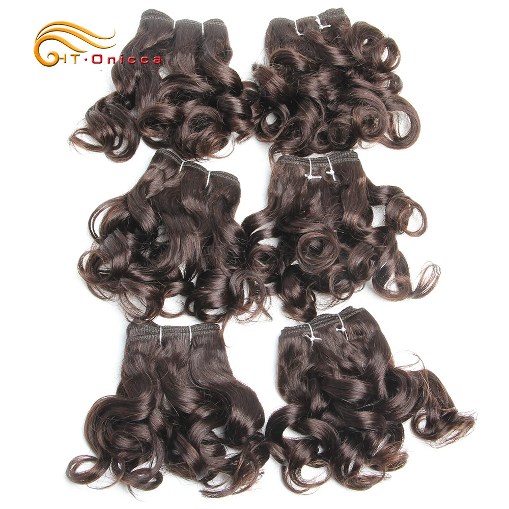 Curly Human Hair Bundles 100% Human Hair Bundles Brazilian Hair Weave Bundles 6 Pcs/Lot Color 1B/2/4/30/33/99J Curly Hair