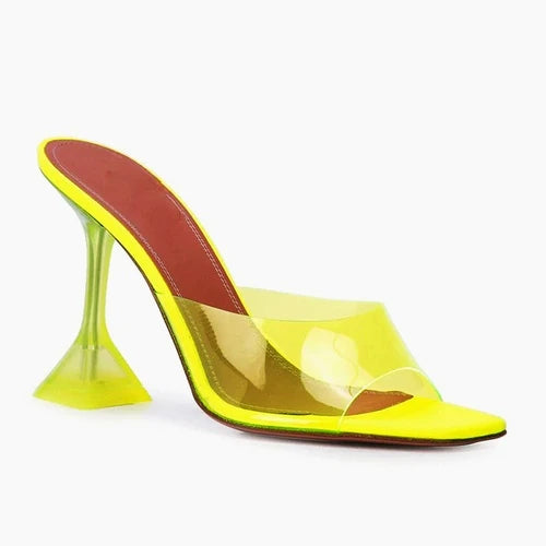 Slippers Women 2021 New Lazy Shoes Crystal Heel Stiletto Open Toe High Heel Transparent Sandals Women