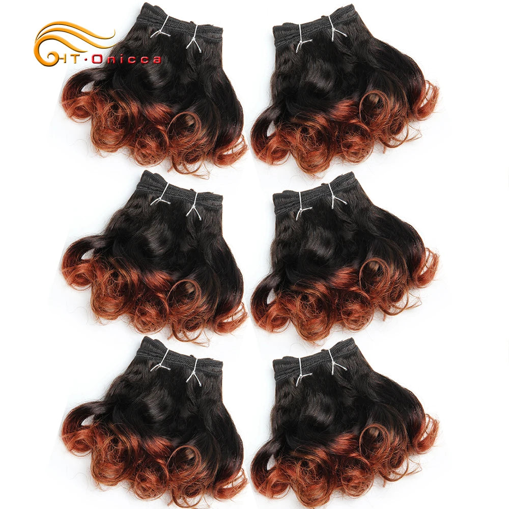 Curly Human Hair Bundles 100% Human Hair Bundles Brazilian Hair Weave Bundles 6 Pcs/Lot Color 1B/2/4/30/33/99J Curly Hair