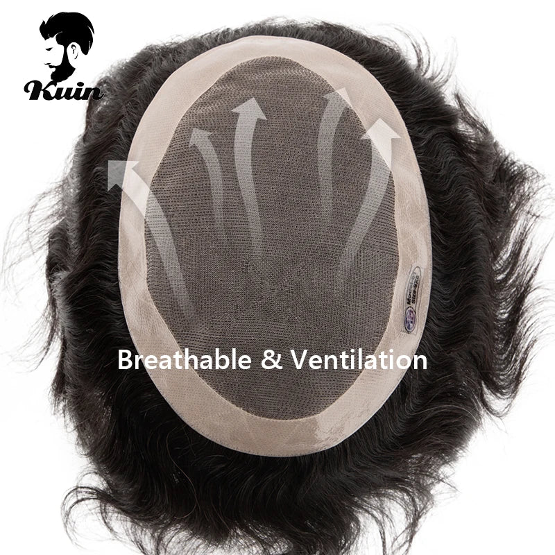 Men Human Hair Toupee Fine Mono NPU Human Hair Wigs Breathable Male Hair Prosthesis Indian Hair System Straight Wave Hairpiece