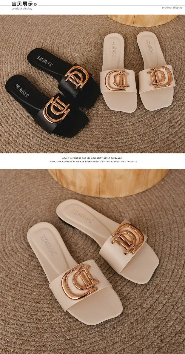 Slipper for Women 2023 Summer New Beach Shoes Slippers  Women Flat Non-slip Sandales Femmes été  Slides Women