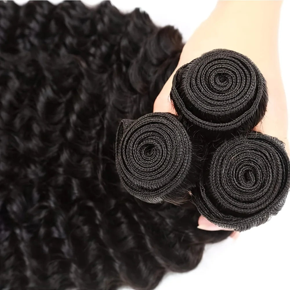 Curly Human Hair Bundles Human Hair Quality Deep Wave Raw Weaving Bundles Water Wave Double Drawn Oringinal Hair Extensions