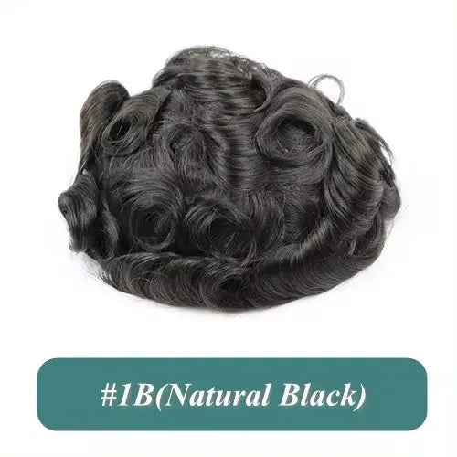 Man Prosthesis 100%Human Hair thin skin 0.1mm Injection Pu base Men Toupee 1b40 1b50 1b65 1b80 black Grey Male Hair old Men' wig