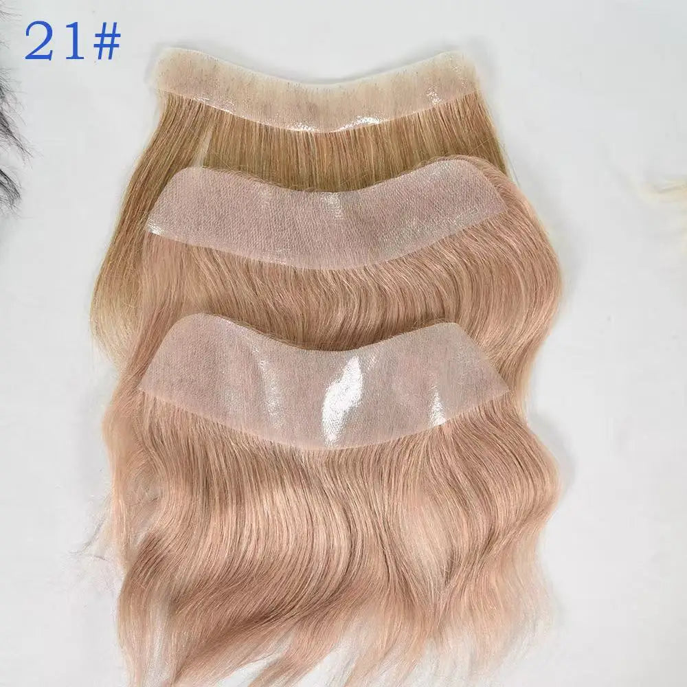 100% Human Hair Toupee With PU Base Hairline For Men Hybrid System Most Realistic Look & Strong Hold For Active Men