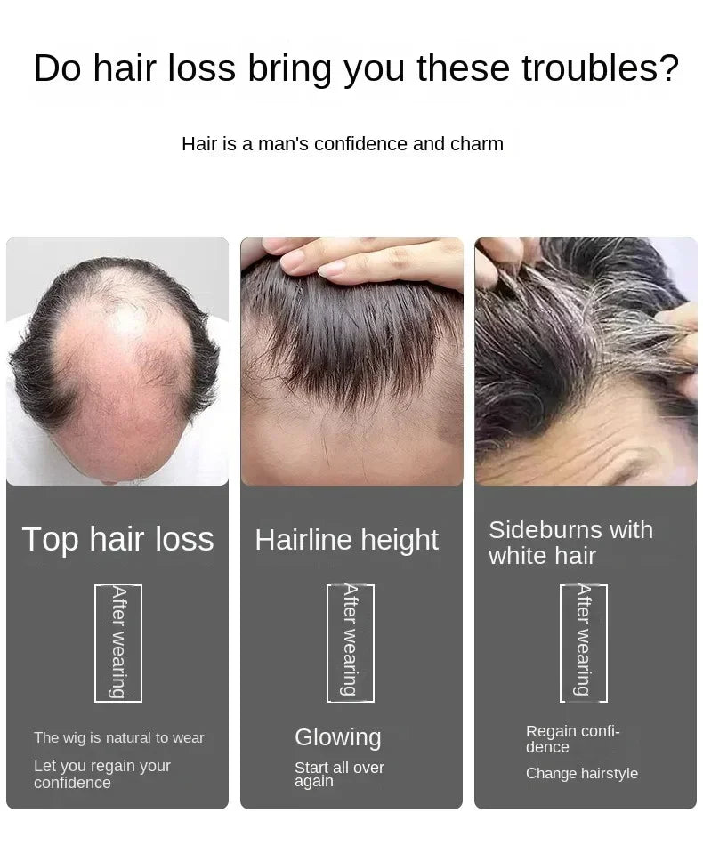 Human Hair 16x18CM 18X20CM Men Toupee With Clip Silk Top Breathable And Natural Male Hairpiece To Wear Quickly Increase Hair