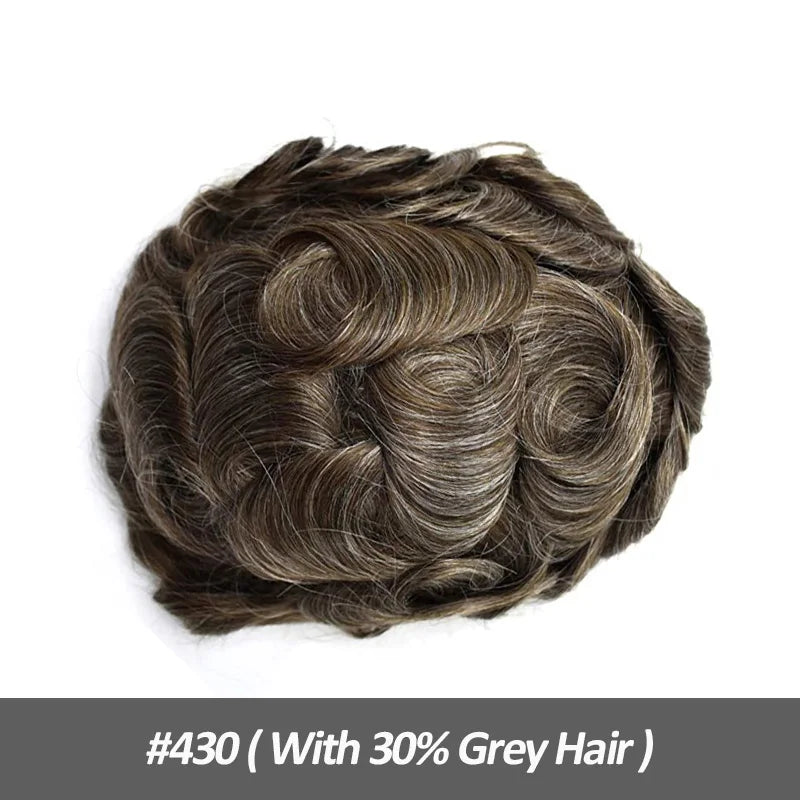 Men Human Hair Toupee Fine Mono NPU Human Hair Wigs Breathable Male Hair Prosthesis Indian Hair System Straight Wave Hairpiece