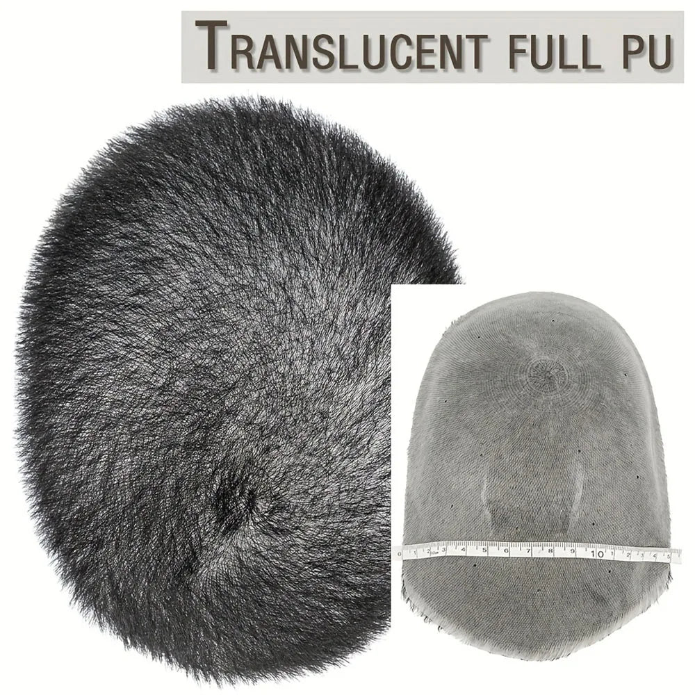 100% Human Hair Men's Short Buzz Cut Hair Thin Light Beige PU Men Toupee Transparent Scalp Human Hair Topper Short Hair Wig