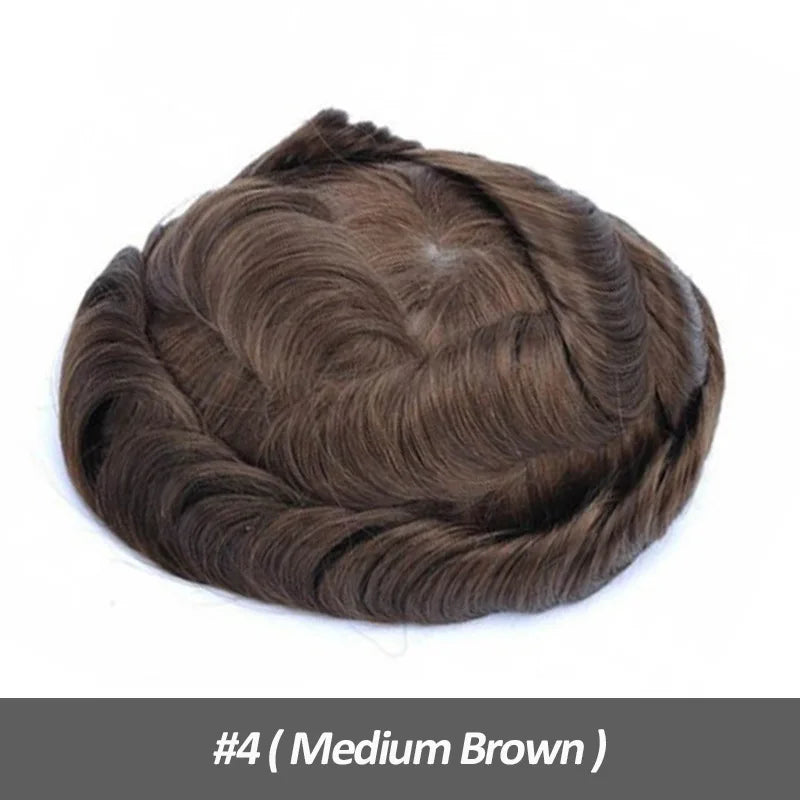 Men Human Hair Toupee Fine Mono NPU Human Hair Wigs Breathable Male Hair Prosthesis Indian Hair System Straight Wave Hairpiece