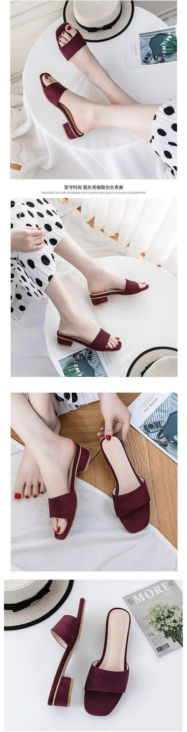 woman slippers for summer, summer cooldown, high-heeled fashion, lazy people going out, anti slip, thick heel, straight drag