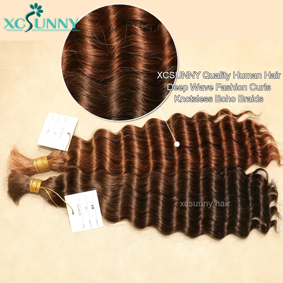 Bulk Human Hair For Braiding Curly Color 30 27 Double Drawn Deep Wave Bulk Human Hair Bundles No Weft Boho Knotsless Braids