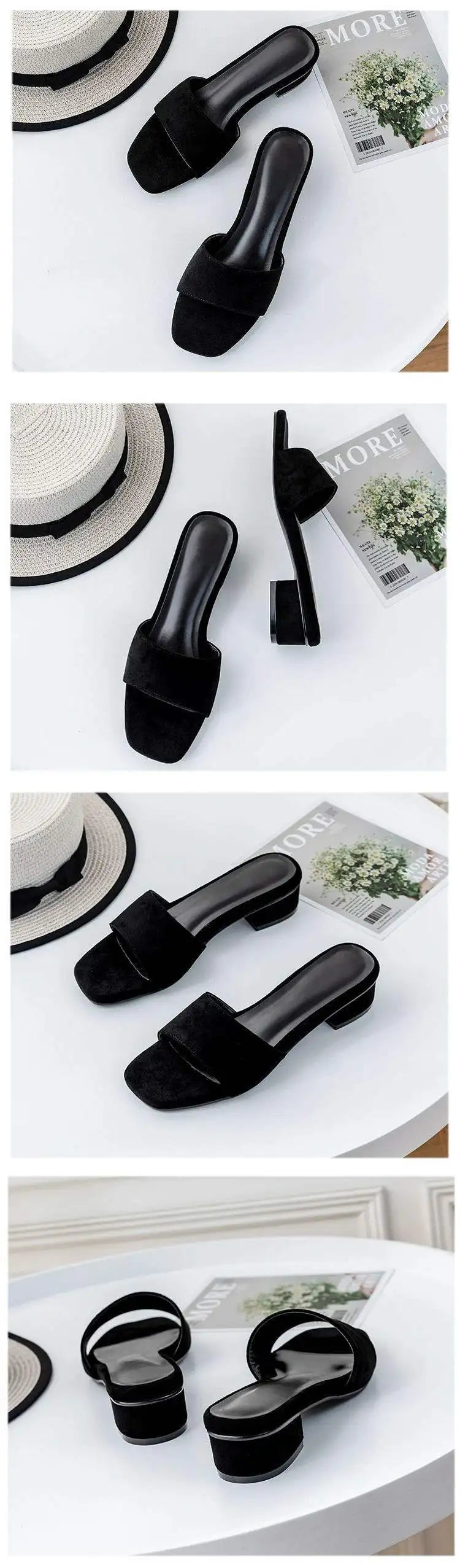 woman slippers for summer, summer cooldown, high-heeled fashion, lazy people going out, anti slip, thick heel, straight drag