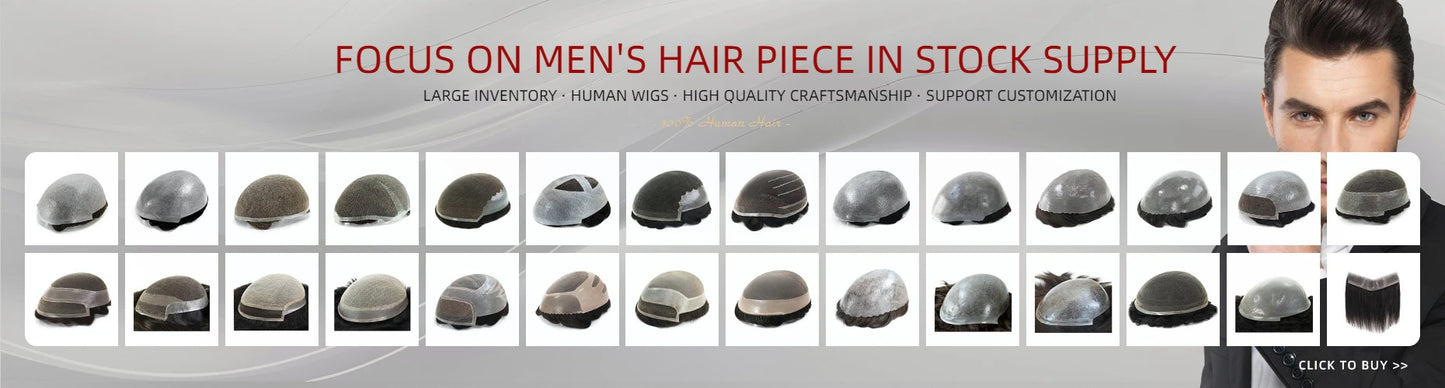 100% Human Hair Toupee For Men Curly Hair Full PU Base Men Hair System Black Men Grooming Essential