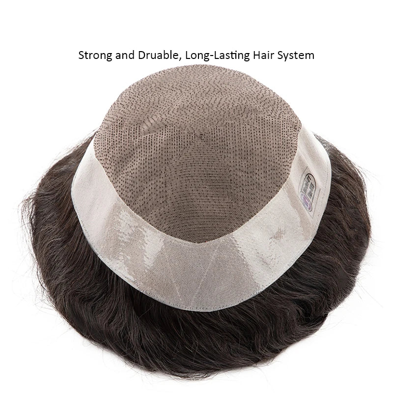 Human Hair System For Men Toupee Fine Mono Male Wig 130% Density Durable Hair Prosthesis Toupee Men 6" Hair Replacement Men Wig