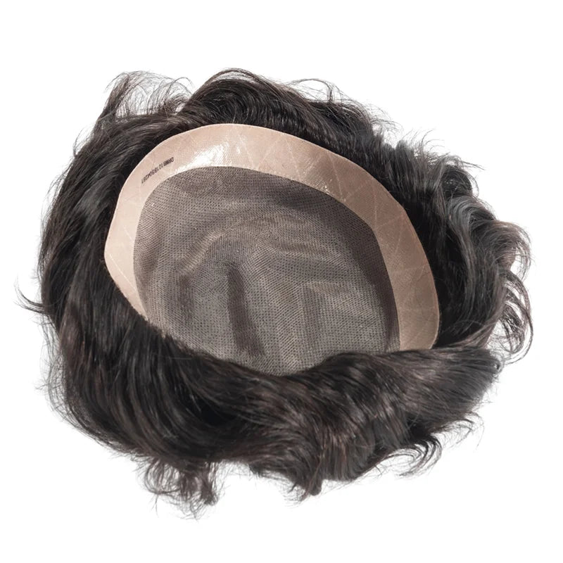 Men Human Hair Toupee Fine Mono NPU Human Hair Wigs Breathable Male Hair Prosthesis Indian Hair System Straight Wave Hairpiece