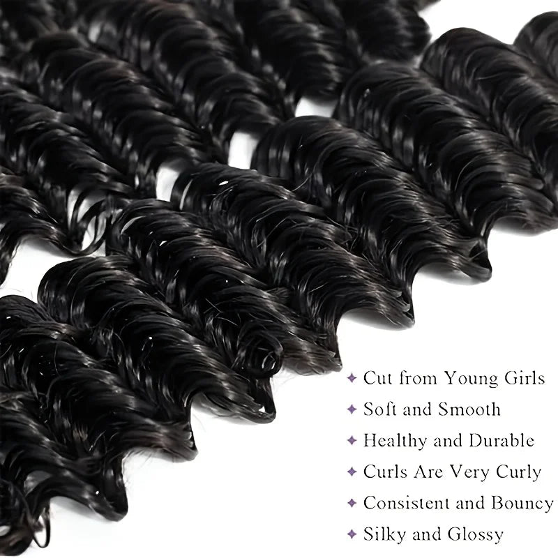 Curly Human Hair Bundles Human Hair Quality Deep Wave Raw Weaving Bundles Water Wave Double Drawn Oringinal Hair Extensions