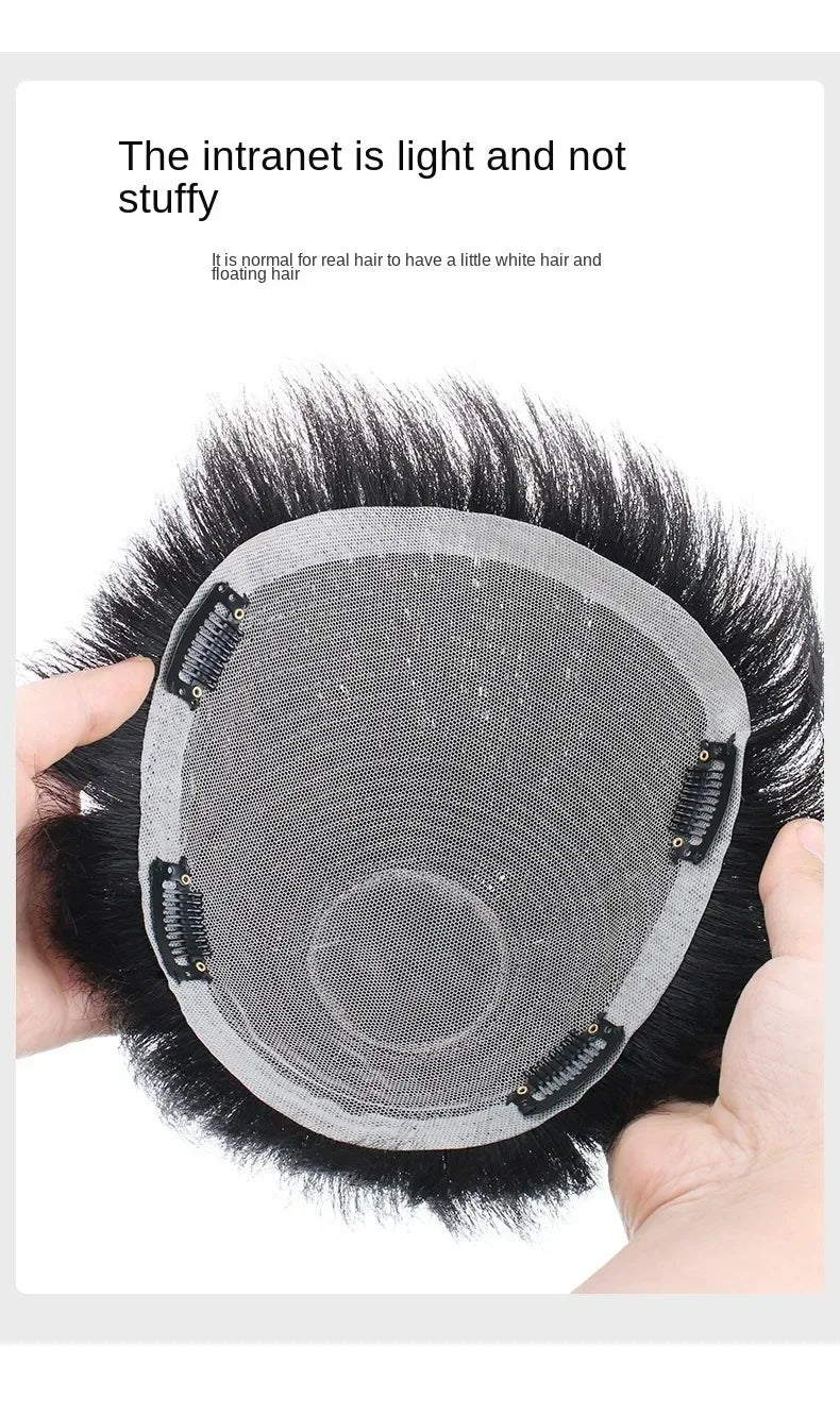 Human Hair 16x18CM 18X20CM Men Toupee With Clip Silk Top Breathable And Natural Male Hairpiece To Wear Quickly Increase Hair
