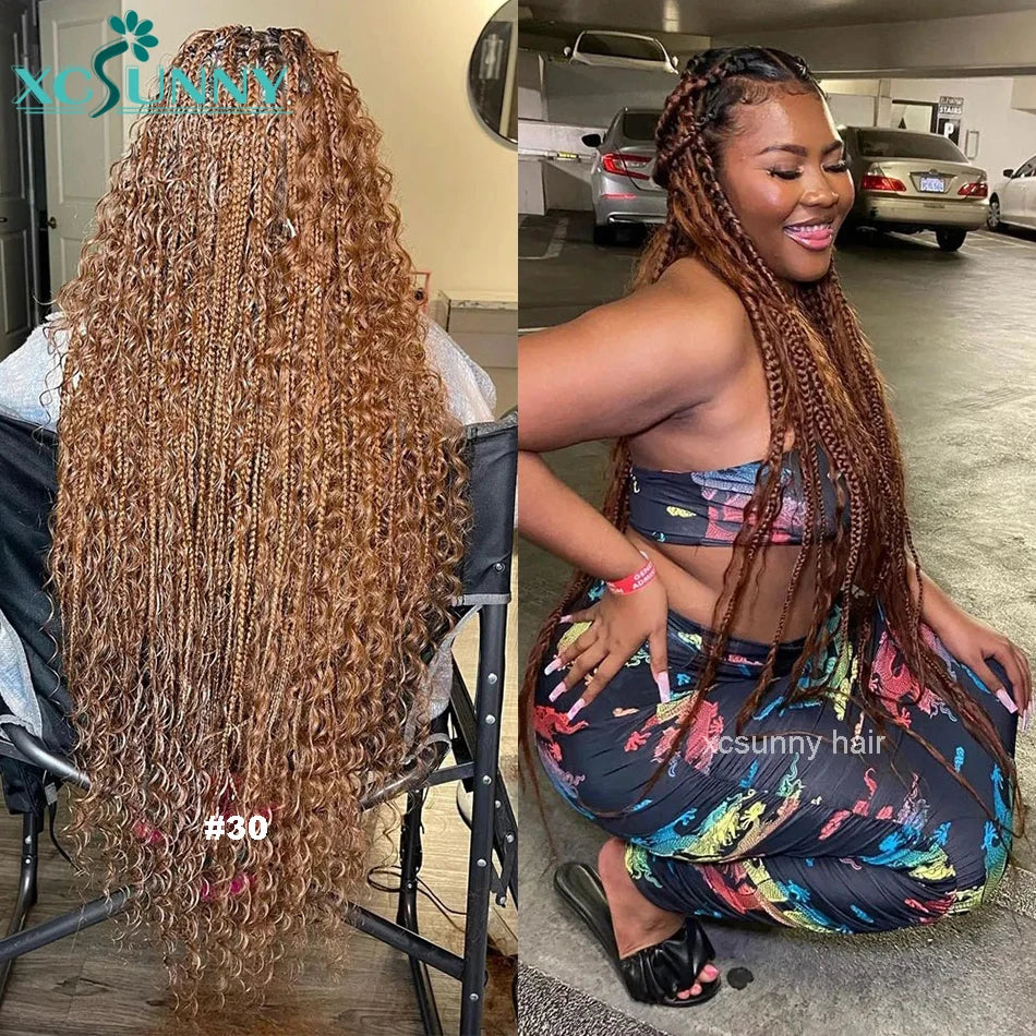 Bulk Human Hair For Braiding Curly Color 30 27 Double Drawn Deep Wave Bulk Human Hair Bundles No Weft Boho Knotsless Braids