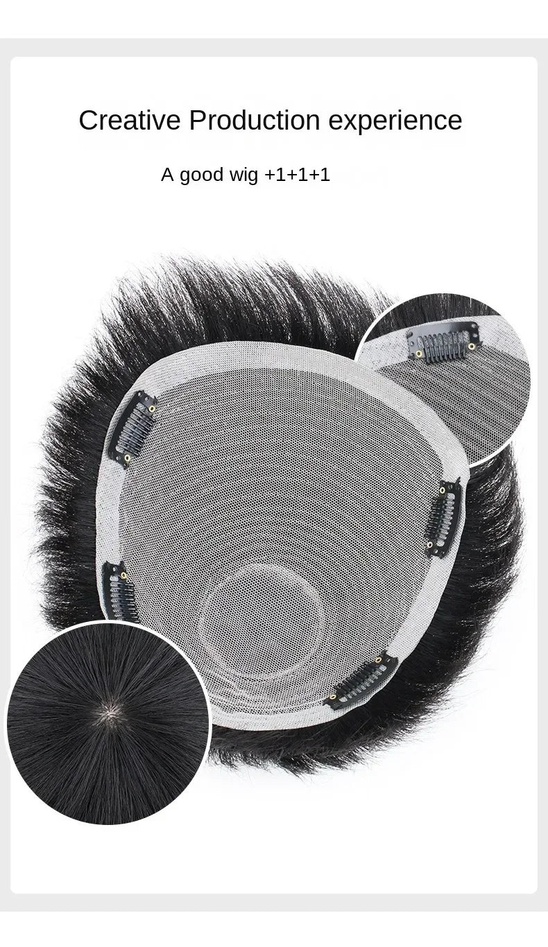Human Hair 16x18CM 18X20CM Men Toupee With Clip Silk Top Breathable And Natural Male Hairpiece To Wear Quickly Increase Hair