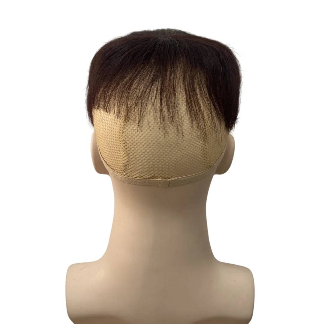 Short Human Hair Wig for Men & Women Dark Brown Natural Straight Clips on Short Hair Topper for Daily Easy to Wear Hair Loss