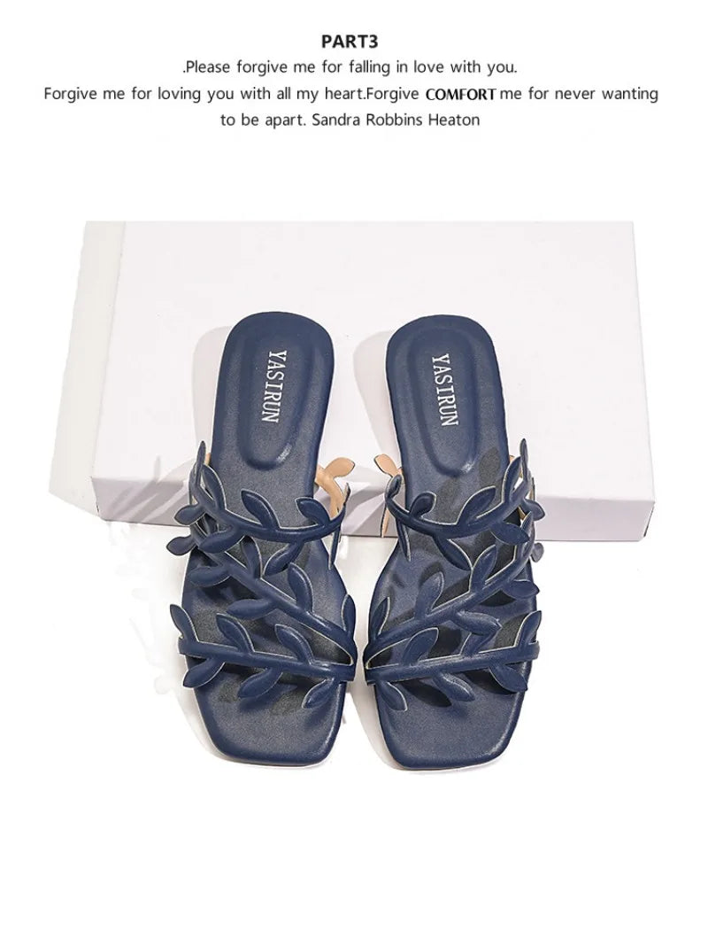 Women's Slippers Fashion Maple Leaf Decoration Design Slippers 2026 Summer Beach Slippers for Women Outdoor Non Slip Flat Slides