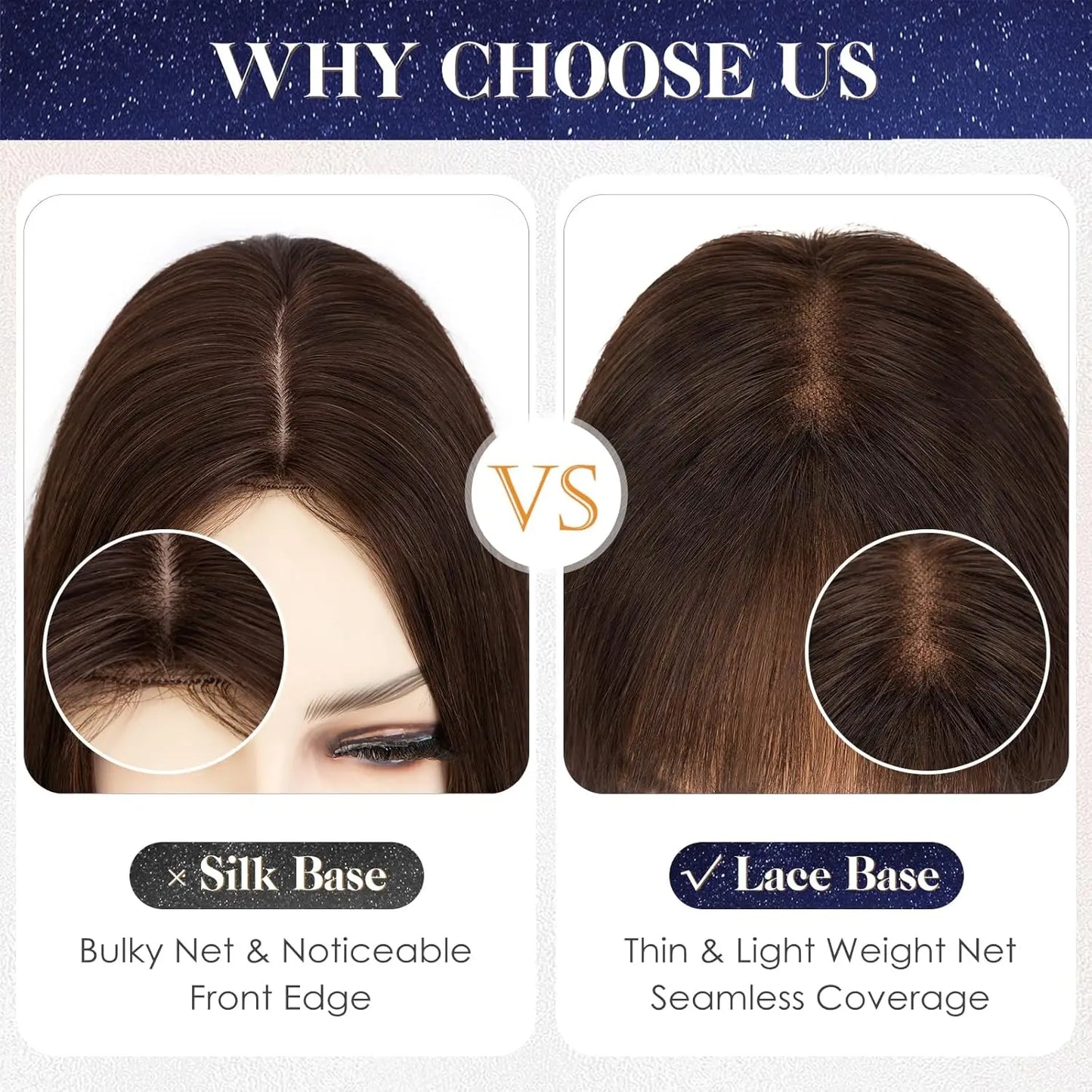 Human Hair Toppers for Women Real Human Hair Topper with Bangs Hand-Tied Thin Lace Base Light Weight Clip in Hairpiece Extension