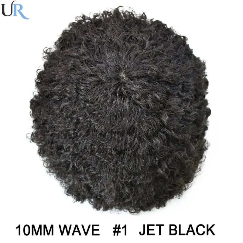 100% Human Hair Toupee For Men Curly Hair Full PU Base Men Hair System Black Men Grooming Essential
