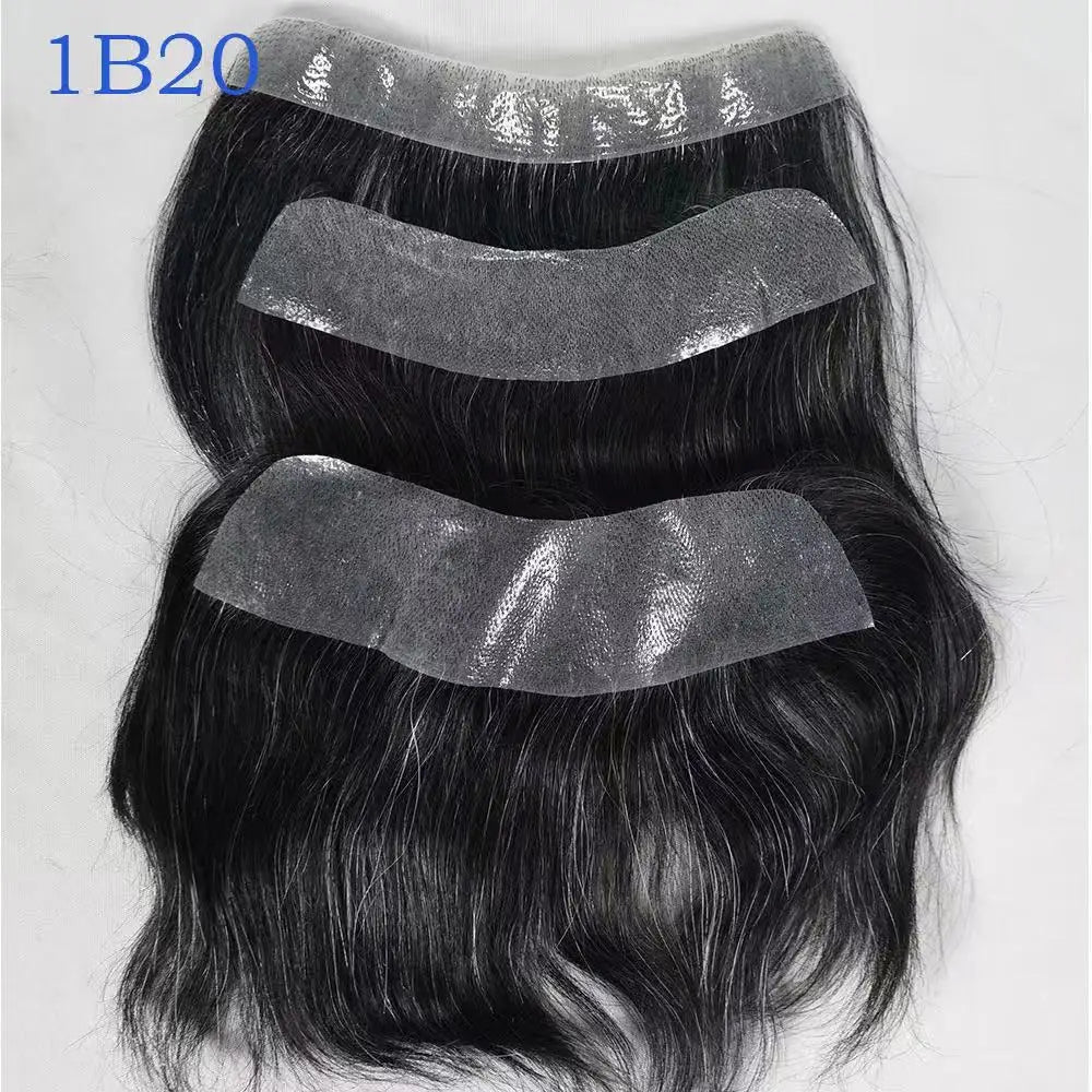 100% Human Hair Toupee With PU Base Hairline For Men Hybrid System Most Realistic Look & Strong Hold For Active Men