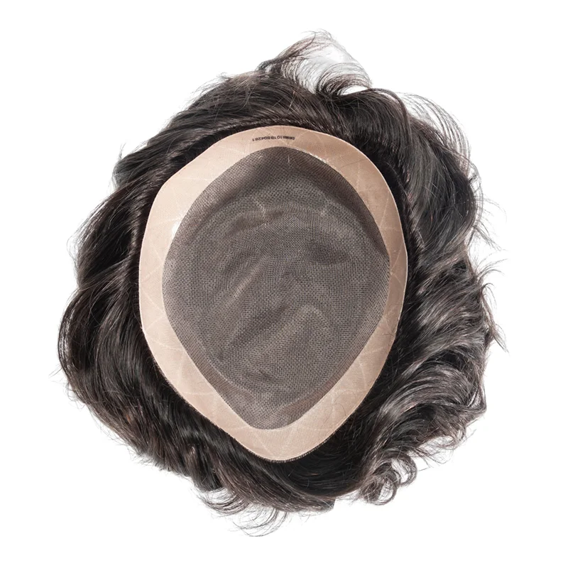 Men Human Hair Toupee Fine Mono NPU Human Hair Wigs Breathable Male Hair Prosthesis Indian Hair System Straight Wave Hairpiece
