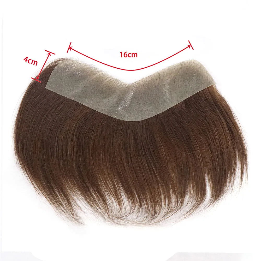 Brown Black Men Toupee Human Hair Frontal Hairline 180 Density V Loop Straight Forehead Toupee Natural Hair Capillary Prosthesis