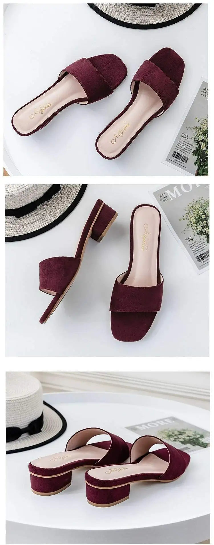 woman slippers for summer, summer cooldown, high-heeled fashion, lazy people going out, anti slip, thick heel, straight drag