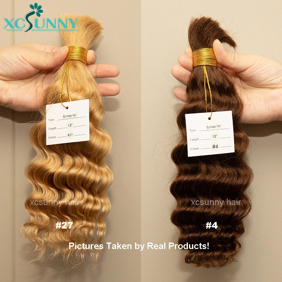 Bulk Human Hair For Braiding Curly Color 30 27 Double Drawn Deep Wave Bulk Human Hair Bundles No Weft Boho Knotsless Braids