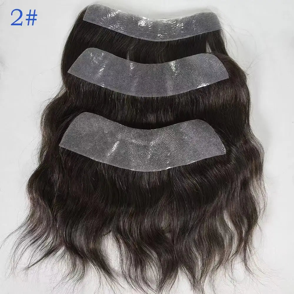 100% Human Hair Toupee With PU Base Hairline For Men Hybrid System Most Realistic Look & Strong Hold For Active Men