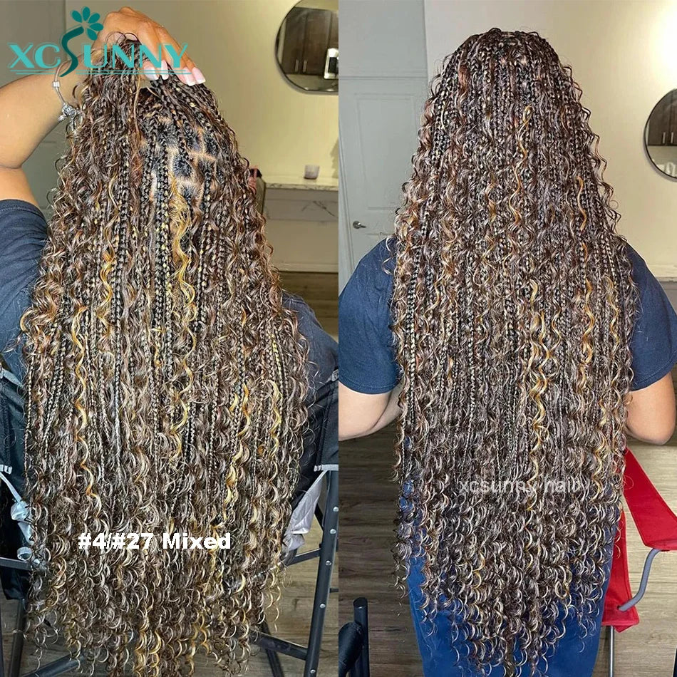 Bulk Human Hair For Braiding Curly Color 30 27 Double Drawn Deep Wave Bulk Human Hair Bundles No Weft Boho Knotsless Braids