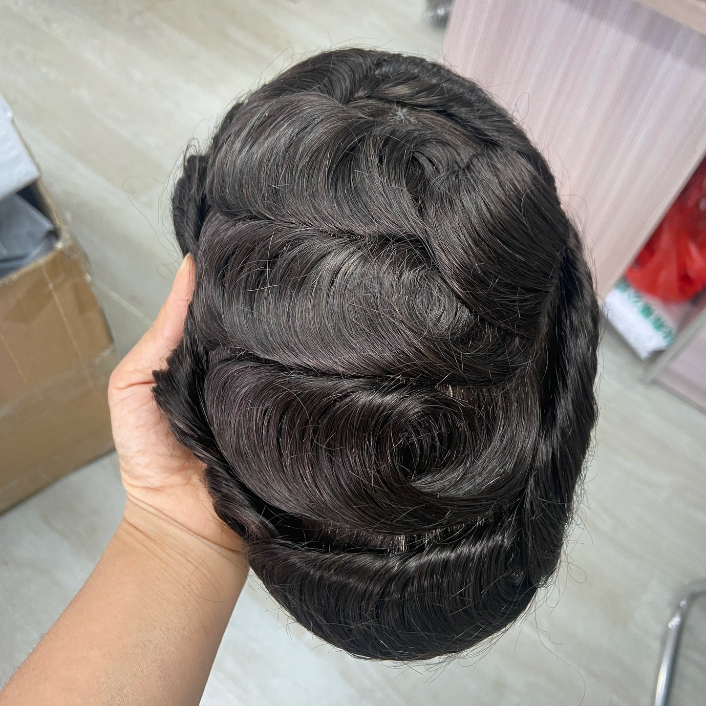 Human Hair System For Men Toupee Fine Mono Male Wig 130% Density Durable Hair Prosthesis Toupee Men 6" Hair Replacement Men Wig
