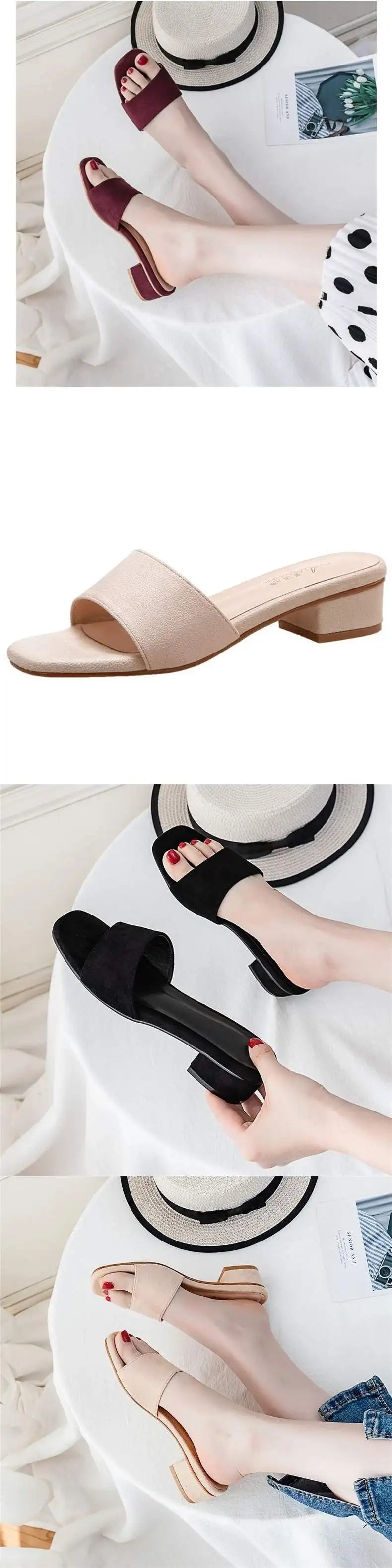 woman slippers for summer, summer cooldown, high-heeled fashion, lazy people going out, anti slip, thick heel, straight drag