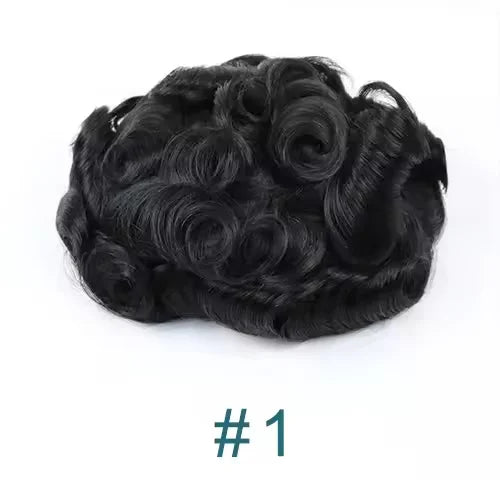 Man Prosthesis 100%Human Hair thin skin 0.1mm Injection Pu base Men Toupee 1b40 1b50 1b65 1b80 black Grey Male Hair old Men' wig