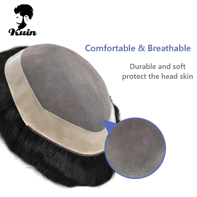 Men Human Hair Toupee Fine Mono NPU Human Hair Wigs Breathable Male Hair Prosthesis Indian Hair System Straight Wave Hairpiece