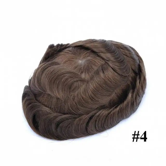 Male Human Hair Wig Mono NPU Indian Human Hair Prosthesis Durable Men Toupee Hair System Hairpiece Natural Brown Human Hairline