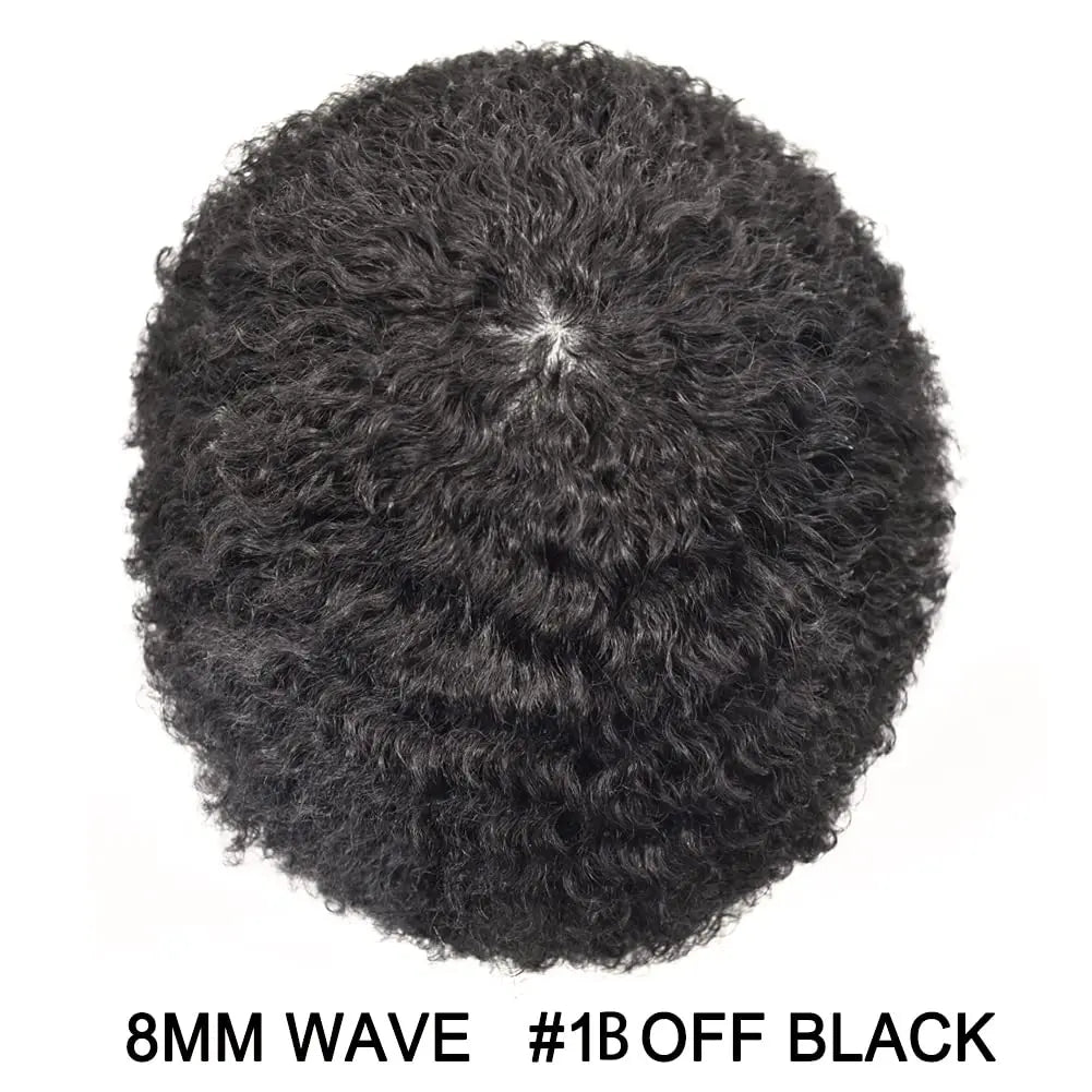 100% Human Hair Toupee For Men Curly Hair Full PU Base Men Hair System Black Men Grooming Essential
