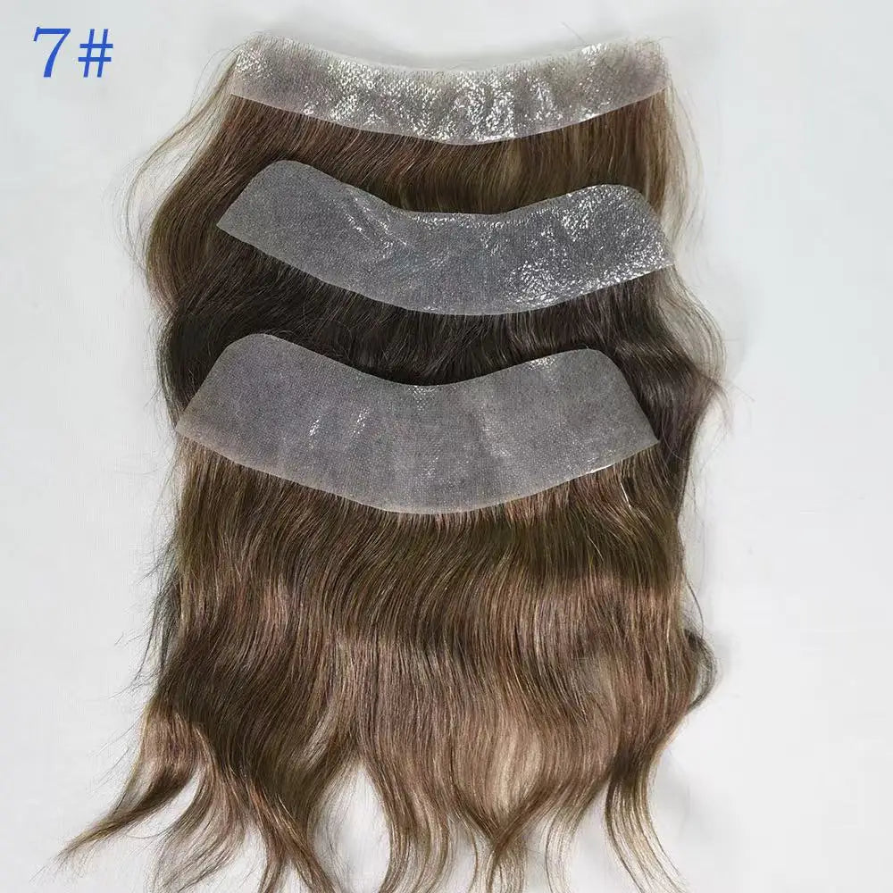 100% Human Hair Toupee With PU Base Hairline For Men Hybrid System Most Realistic Look & Strong Hold For Active Men
