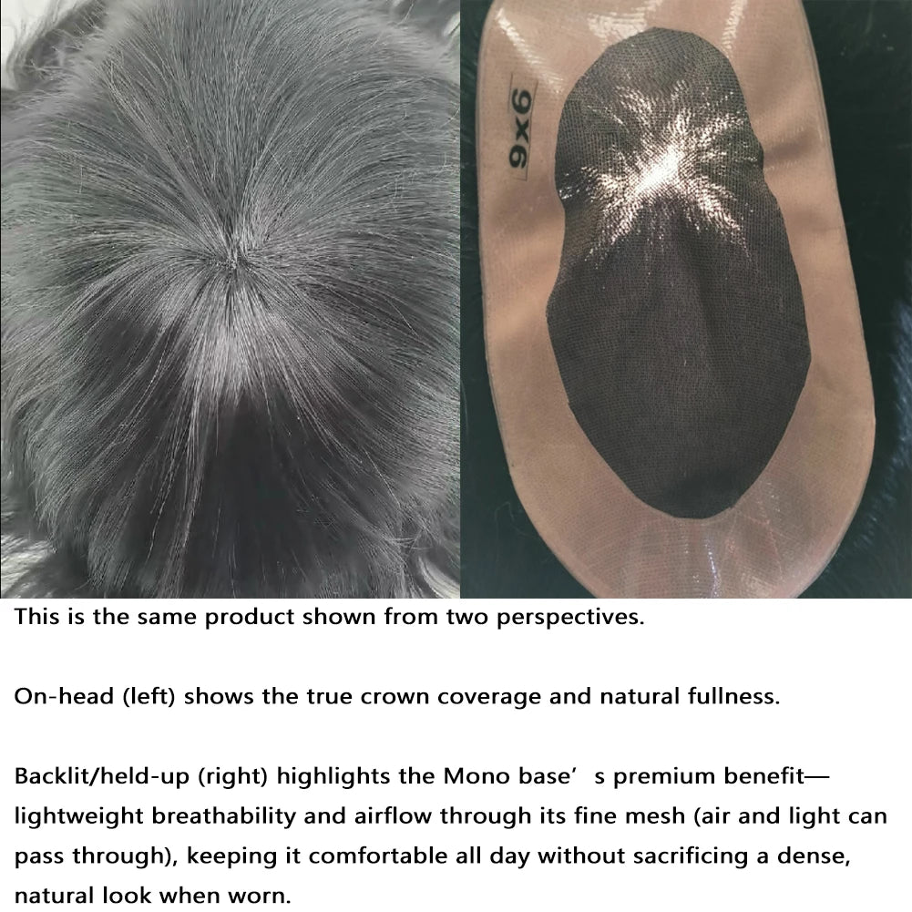 Toupee for Men Fine Mono Men Toupee Human Hair Replacement System Hair Prosthesis Natural Black Hair Units