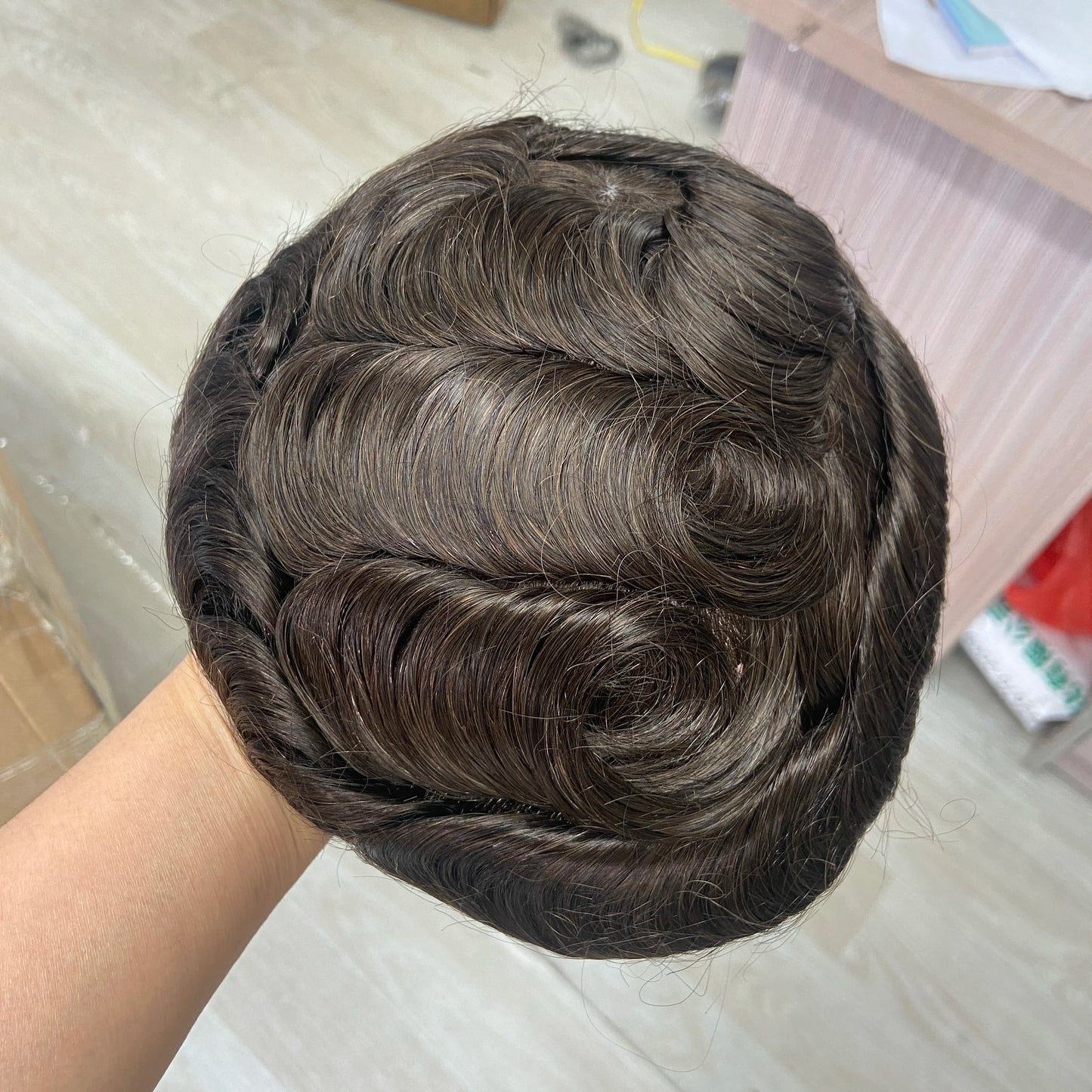 Human Hair System For Men Toupee Fine Mono Male Wig 130% Density Durable Hair Prosthesis Toupee Men 6" Hair Replacement Men Wig